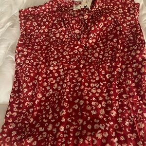 Chic Red Floral Blouse